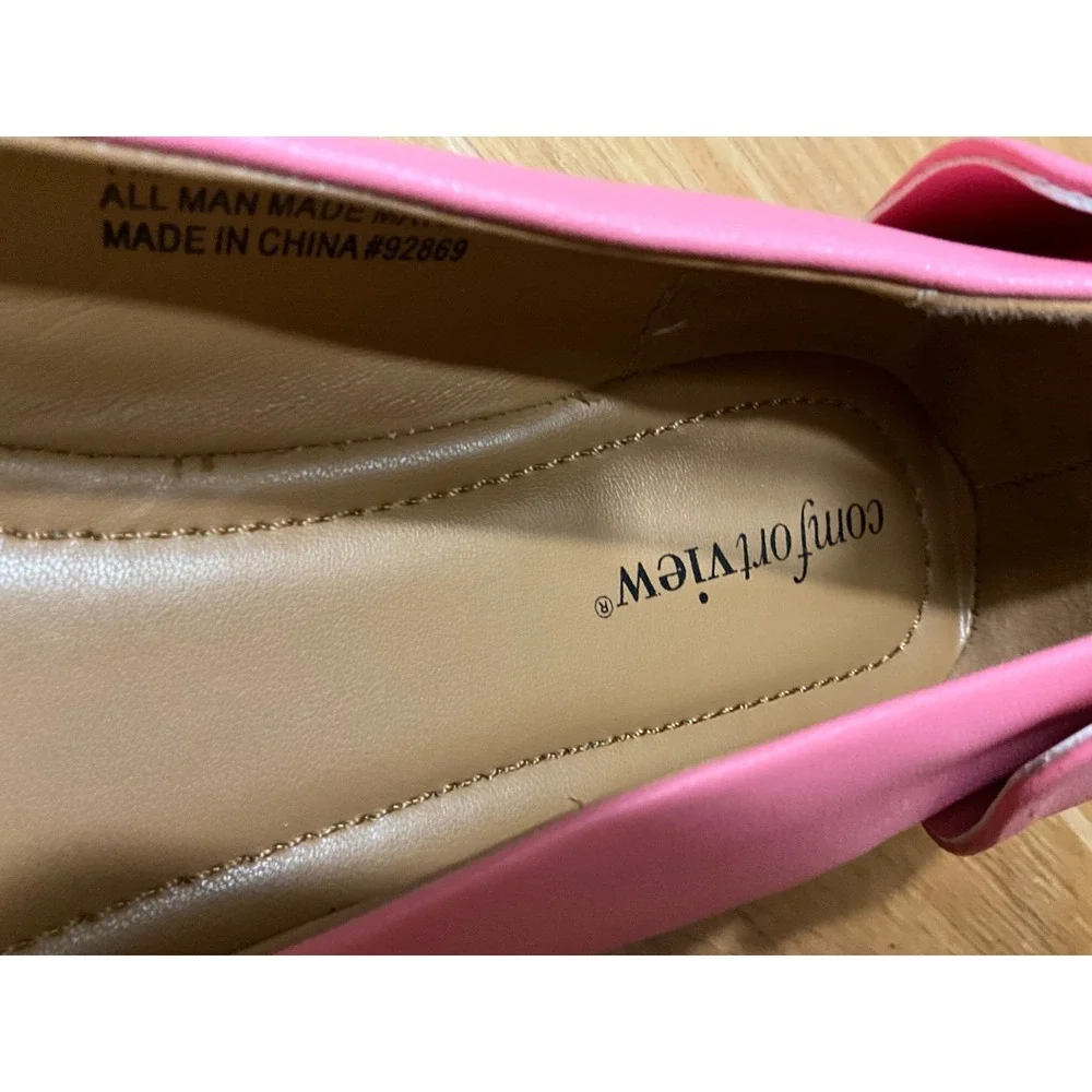 Comfortview Delia Pink Ballet Flats Knotted Heel Bow Shoes 11M 11492